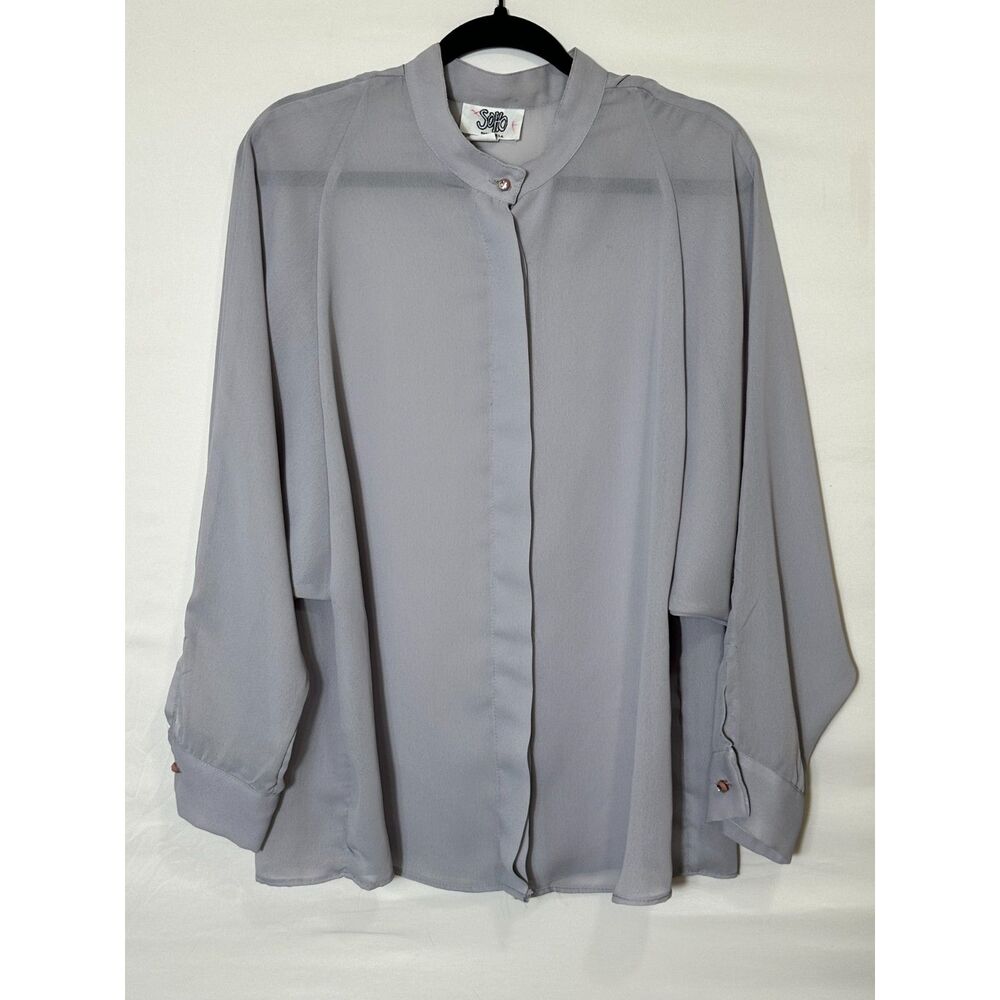 Soho Vintage Women's Lightweight Button Up Blouse Dolman Shoulders Size (38) L